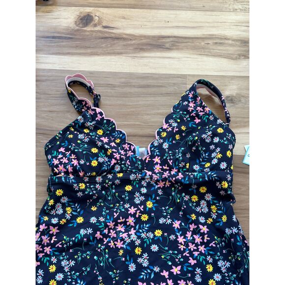 NWOT Draper James Ditsy Garden V-Neck Scallop Tankini Navy Floral Size Small - Picture 8 of 8